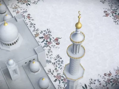  Sheikh Zayed Mosque Complex with Minarets and Domes White 