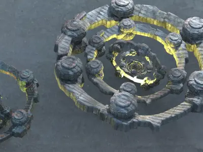 Grey technology orb array  Low-poly 3D model