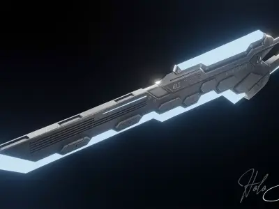 Black Heart Sword Low-poly 3D model