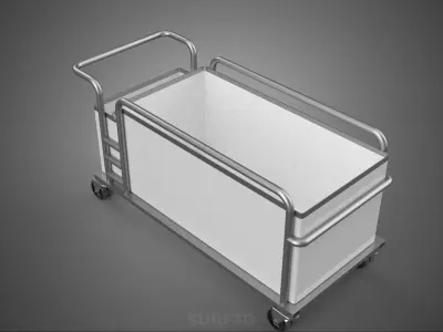 CLOTHES HAMPER BIN LAUNDRY HOSPITAL HOTEL CART TROLLEY BASKET 3D model