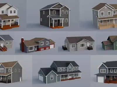 Low Poly House Collection 2 3D Model Pack