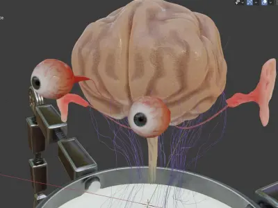 AlwaysThinking brain in glass container 3D model