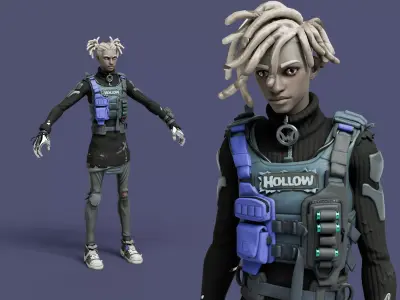 Bytes Cyberpunk Rigged Character 3D model