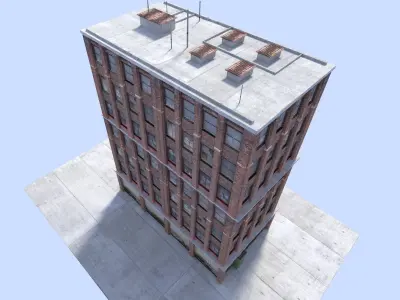 low poly town building  2 Low-poly 3D model