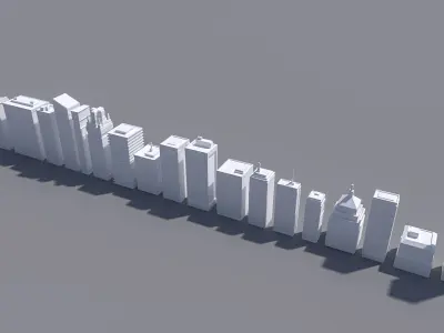 Low Poly scifi Skyscraper Collection Low-poly 3D model