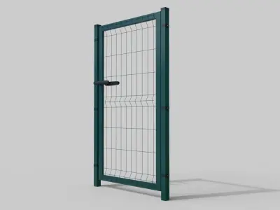 Metal Green Fence Door 3D model 3D model