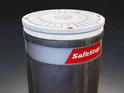 Retractable Security Bollard Low-poly 3D model