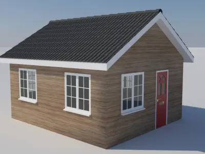 Bungalow house with door Free 3D model