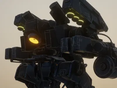 The Mech futuristic robot Low-poly 3D model