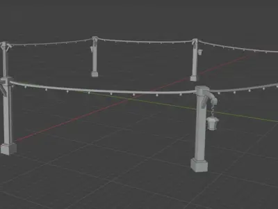 Lampposts with hanging lanterns Free low-poly 3D model
