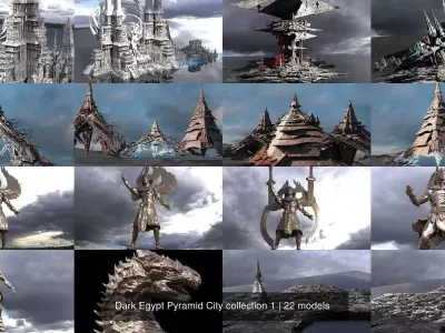 Dark Egypt Pyramid City collection 1 3D Model Pack