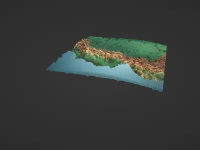 Ecuador Map Topography Low-poly 3D model
