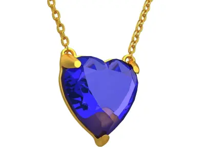 GEMSTONE HEART Blue PENDANT NECKLACE 3D model