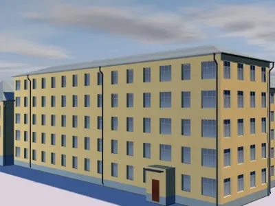 Theatre building on cloudy day 3D model