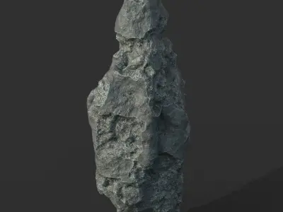 Low poly Damaged Black Rock A 190429 Low-poly 3D model
