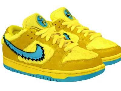 Grateful Dead x Nike Air Jordan 1 SB Dunk Low Pro Opti Yellow Low-poly 3D model