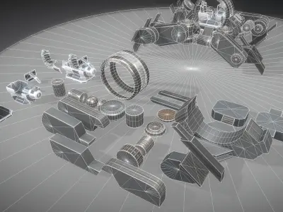 Futuristic Terrain Walker Basic Version 1 Rigged and Animated Low-poly 3D model