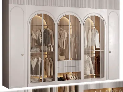 Bedroom wardrobe with glass door 1 3D model
