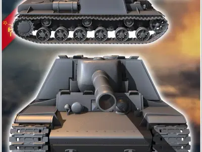 KV-7 U-18 152mm - Soviet army WW2 Second World East front Ostfro 3D print model