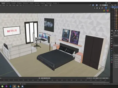 Gamers room Low-poly 3D model