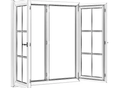 Wooden Window 1530mm x 1600mm 3D model