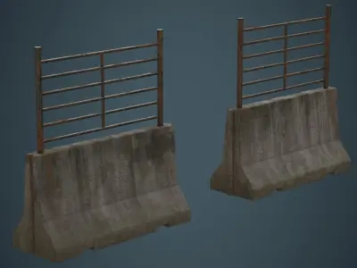 Concrete Barrier 2C Low-poly 3D model