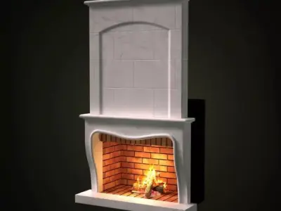 Classic White Fireplace 3D model