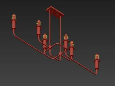 Kichler Alden 38 12W Brass 6 Light Linear Chandelier 3D model