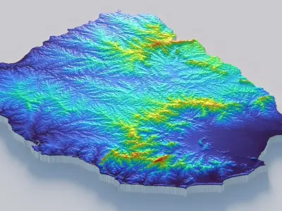 Uruguay Terrain country  3D model