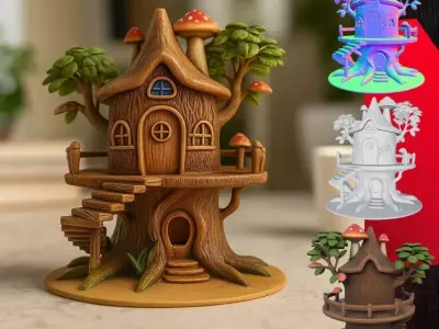Fairytale Fantasy Treehouse 3D Model 3D print model