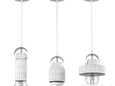 Electra three gold pendant lights 3D model