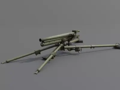 Type 11 37 mm infantry gun Low-poly 3D model