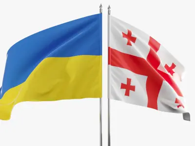 Flag Georgia Ukraine Support 3D model