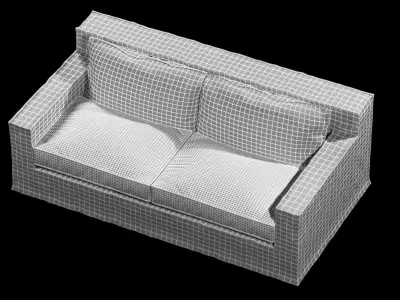 restoration hardware beige capri slipcovered sofa 3D model