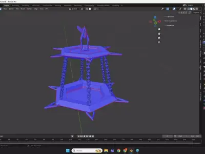 Gothic stylized medieval chain lamp Low-poly 3D model