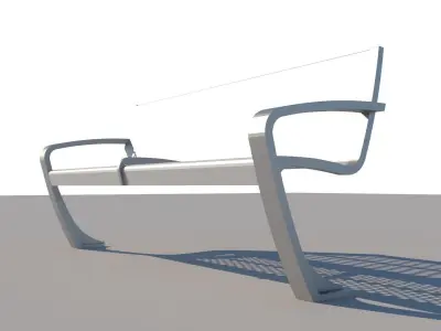 Metal outdoor bench Low-poly 3D model