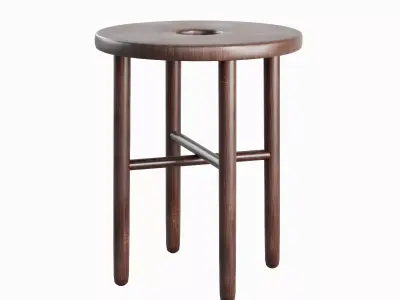 Namba Walnut Stool Set Low-poly 3D model