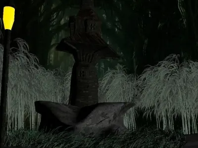 scary house in jungle Low-poly 3D model