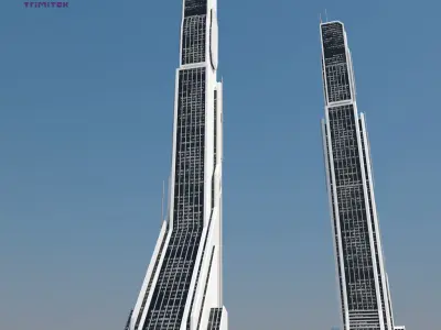 Futuristic Sci-Fi Skyscraper 04 Low-poly 3D model