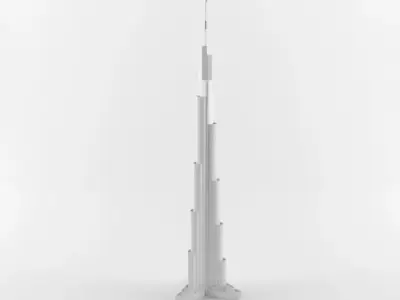 Burj Khalifa Low Poly  Low-poly 3D model