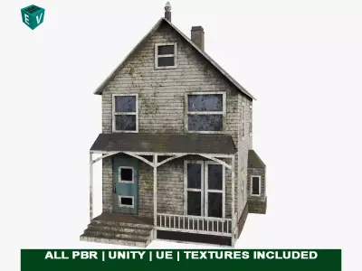 Old Dusty Vintage House01 All PBR Unity UE Textures Included Low-poly 3D model