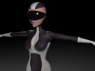 Sci fi Cartoon Girl Low-poly 3D model