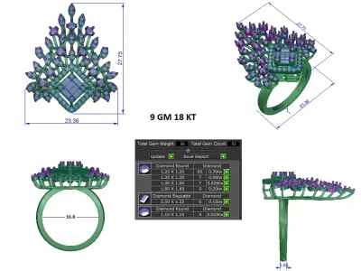 Women Ring  Render 3dm STL OBJ FBX Details 3D print model 115