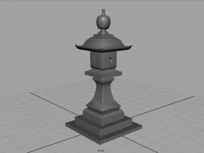 Stone Japanesse latern Tachi-gata Low-poly 3D model