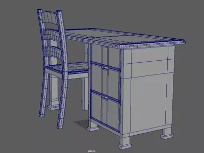 table chair model Free 3D model
