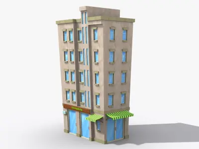 Cartoon Building x25 Low-poly 3D model