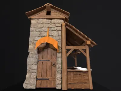 Medieval Market Stall Low-poly 3D model