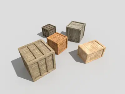 low poly wooden crates pack 1 Low-poly 3D model