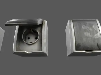 switch and socket Low-poly 3D model