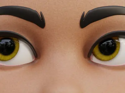 Yellow Disney-Style Cartoon Eyes Low-poly 3D model